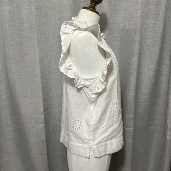 NWT Free Assembly Cotton Eyelet Flutter Sleeve-White-Sz XS - Picture 7 of 16